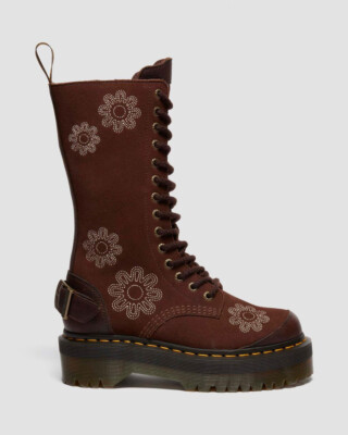 Plateau Stiefel Dr Martens Braun Plateau Damen 1B99 Dunnet Flower