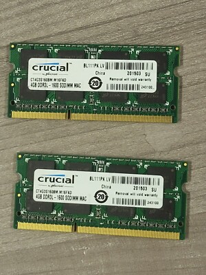 SAMSUNG CRUCIAL MIXED BRANDS 8GB 2X4GB  PC3 1600 12800S DDR3 Laptop Memory Ram