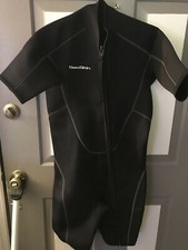 Mens 3mm Shorty Wetsuit Full Body Diving Suit Front Zip Black Small NEW.