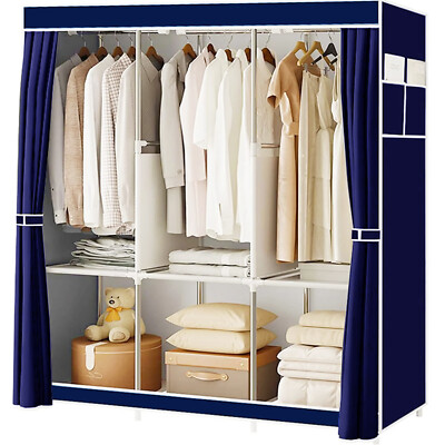 New Design Portable Closet Wardrobe Clothes Rack Storage Organizer Shelf Durable