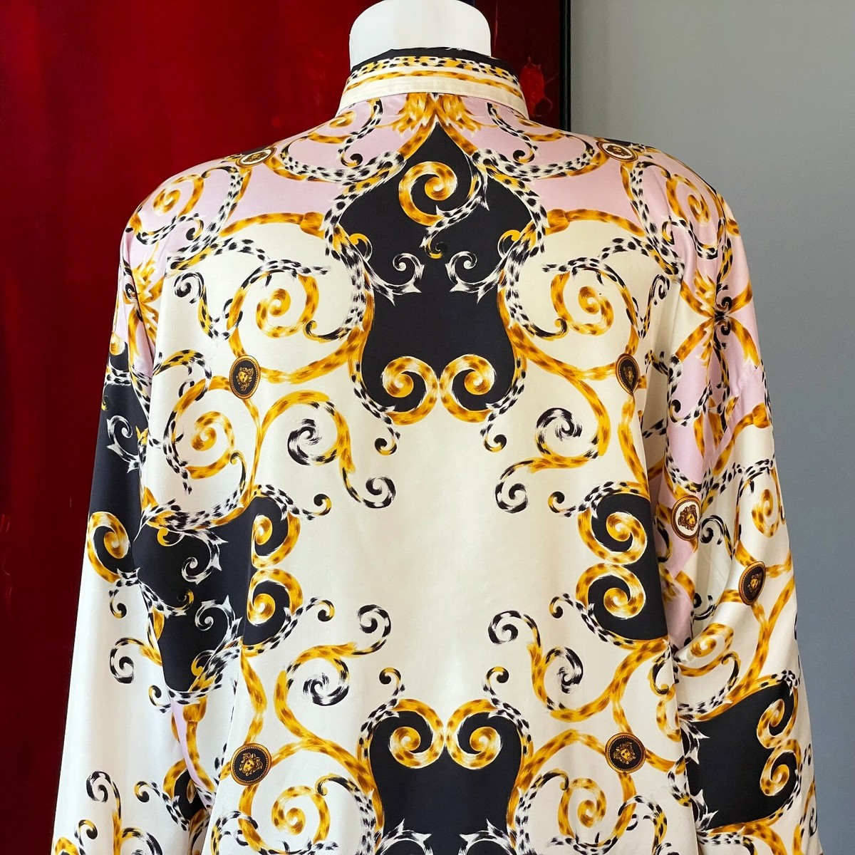 GIANNI VERSACE silk shirt Baroque Animal print size 52 S/S 1995