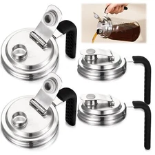 4Pk Stainless Steel Mason Jar Spout Lid w/ Handle Wide Mouth Pour Spout Flip Cap