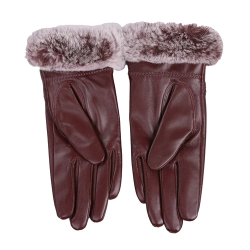 Women's Winter Genuine Leather Gloves Rex Rabbit Fur Warm Trim Cuff Velvet Lined - Picture 80 of 88