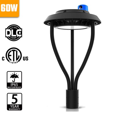 60W Led Post Top Light Dusk-to-Dawn 8400Lm 5000K LED Circular Area Light DLC ETL