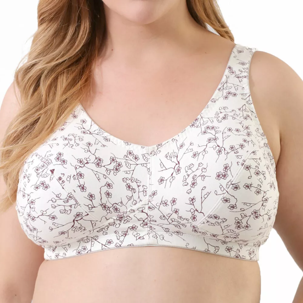 UK Plus Size Ladies Floral Non Wired Comfort Bra No Padding Cotton Full Cup  Bra