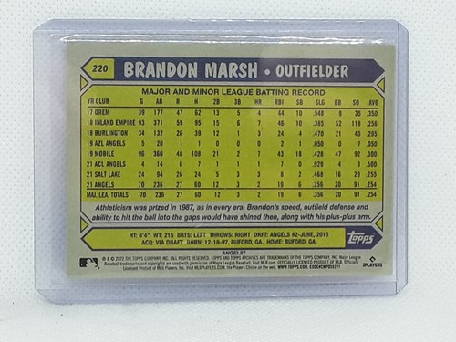 Brandon Marsh 2022 Topps Archives Baseball - RC #220 (1987) - Los Angeles Angels - Picture 2 of 2
