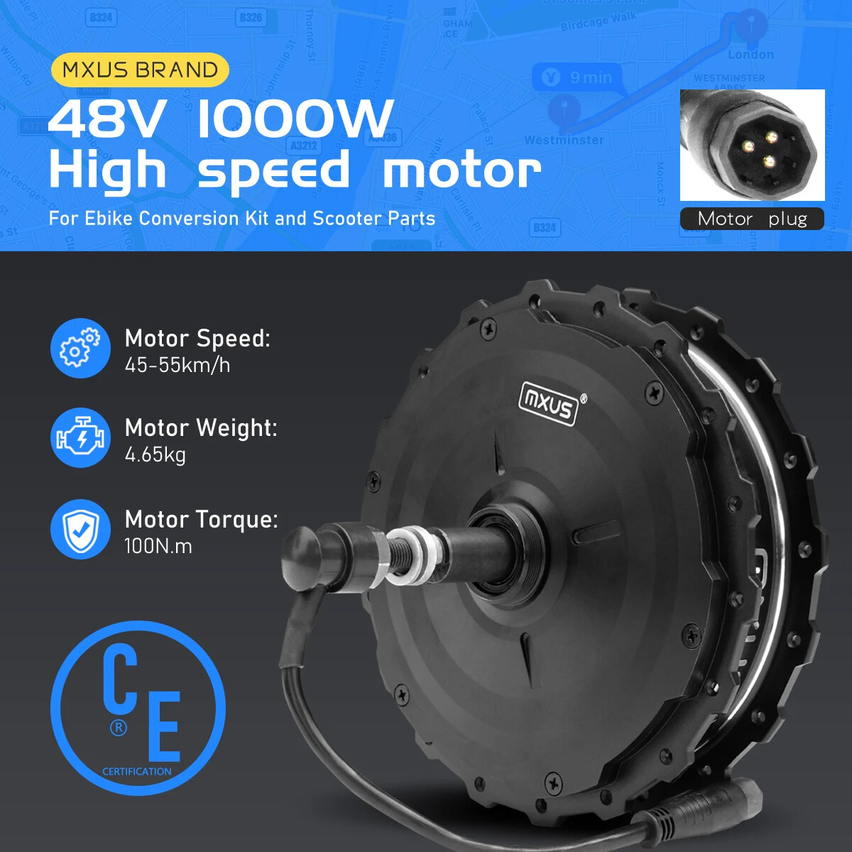 48V 1000W Brushless Gear Hub Motor for E-bike Conversion Kit