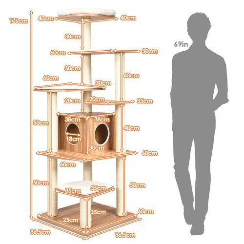 Cat Tree Scratcher Tower Kitten Condo House Activity Center Scratching Posts - Picture 10 of 12