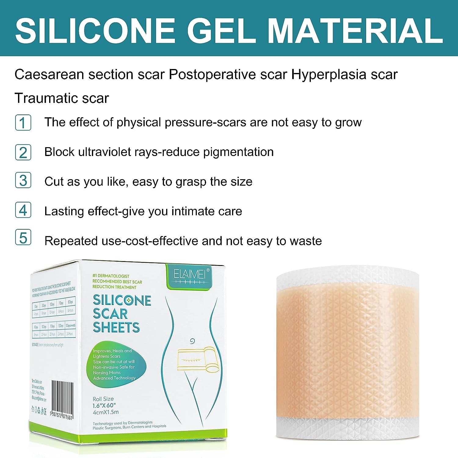 Premium Silicone Scar Sheets - C-Section & Acne Scars - 6-8 Month Supply