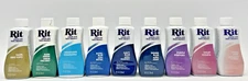 (9) RIT LIQUID DYE 8 0Z- BLUES, PINKS, PURPLE, GREEN, TAUPE, ALL PARTIALLY USED