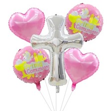 5psc/Pack Prima Comunione Helium Ballons For Girls