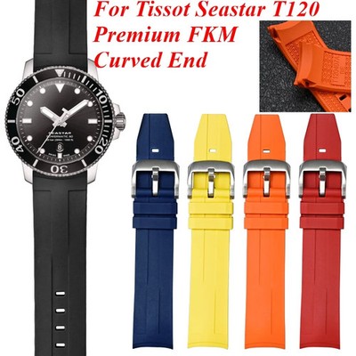21mm Curved FKM Rubber Strap For Tissot Seastar T120 Soft Heat-Resistant Band