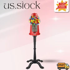 15" Gumball Machine with Stand, Glass Globe Candy Dispenser, Red Vintage Style