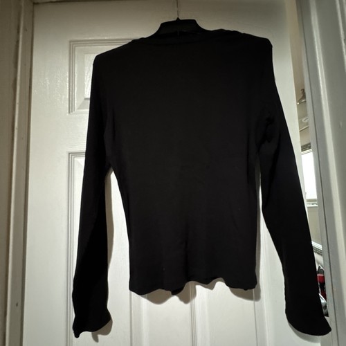 Theory Black Long Sleeve Ribbed Button Up Henley Top. Sz L. NWT! - Picture 8 of 17