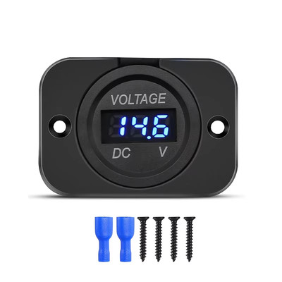Digital Spannungsmesser DC 12-24V Wasserdicht Rund Messgerät Auto Voltmeter mit LED Di