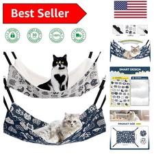 2-Pack Pet Hammock Bed: Adjustable, Reversible  Washable for Cats  Ferrets