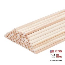 50-Piece Wooden Dowel Rods - Half Round Split Wood Dowels Sticks 13.8 Inch