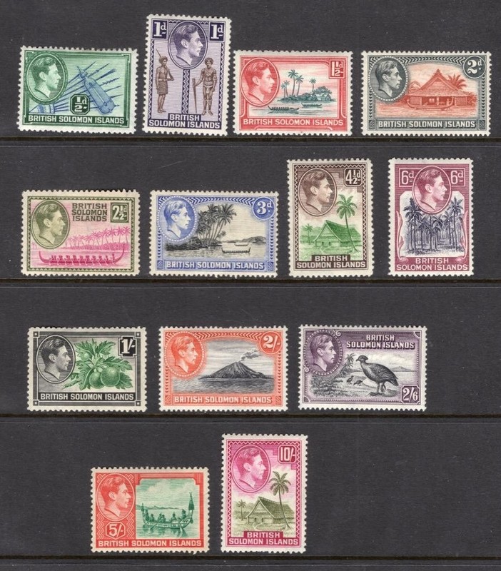 Solomon Islands 1939-41 Complete KGVI  Set - OG MH,tone - Sc# 67-78  No Reserve!
