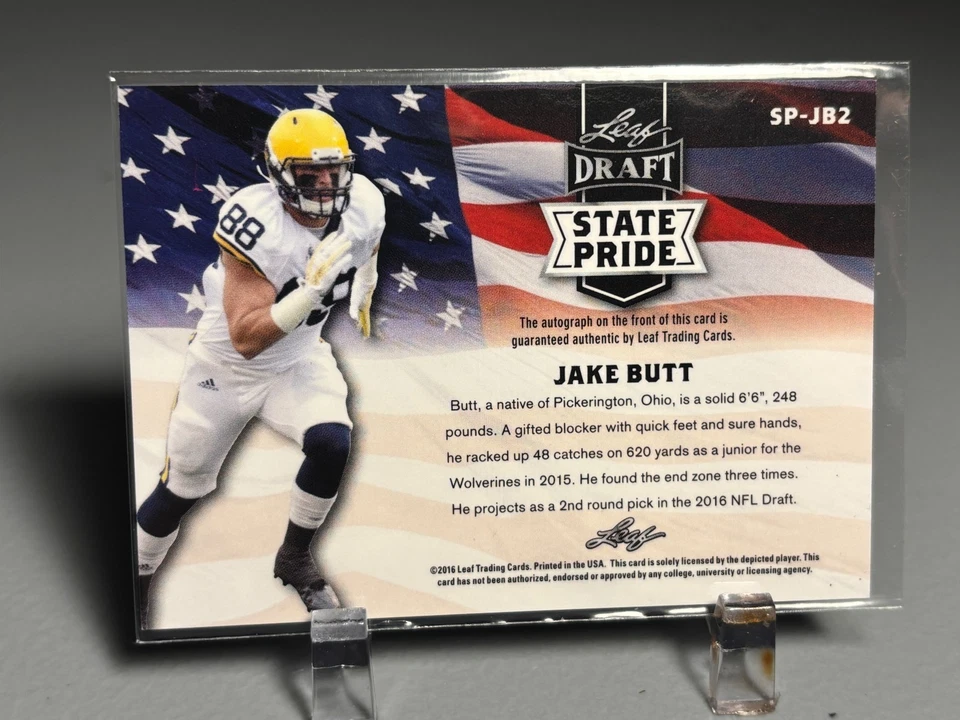 2016 Leaf Metal Draft #SP-JB2 Jake Butt Autograph State Pride Rookie Card - Image 2 of 2