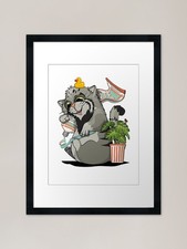 Pallas Cat Cleaning teeth, funny ca Framed Wall Art Poster Canvas Print Picture