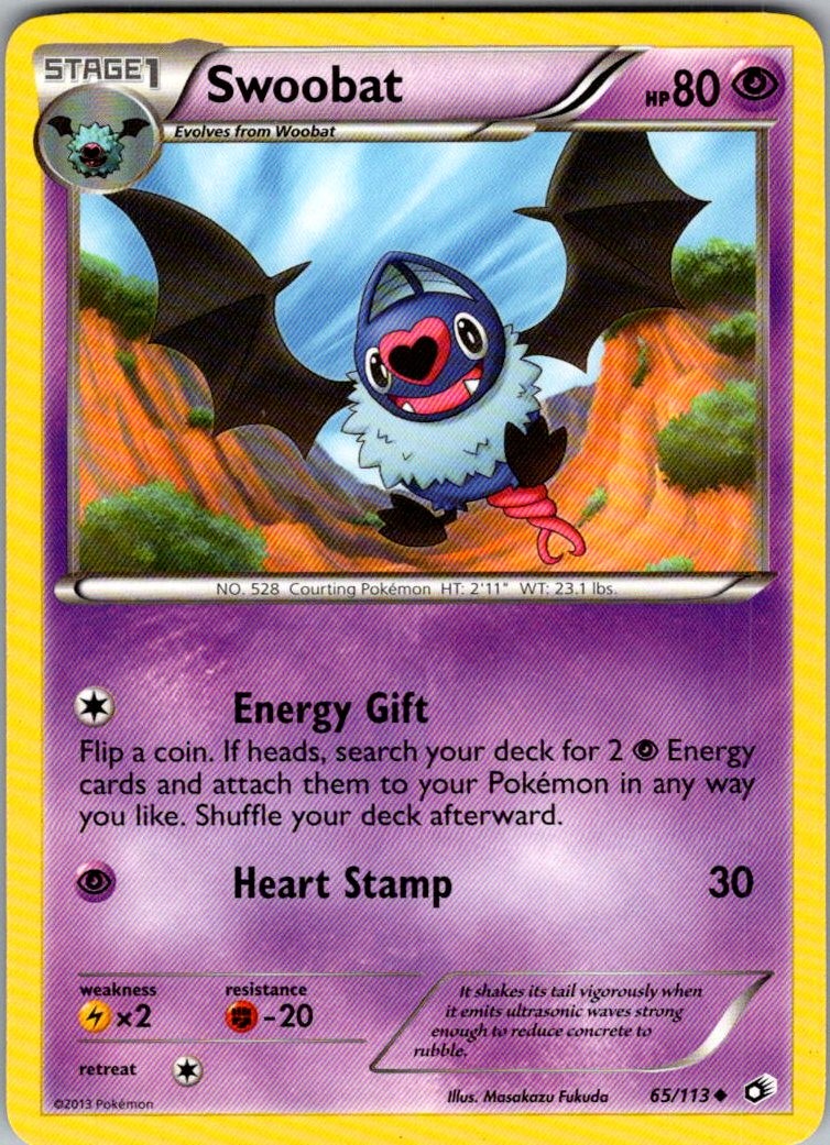 Swoobat Legendary Treasures 65/113 Uncommon Pokemon Near Mint