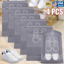 4x Portable Travel Shoe Bags, Waterproof Non-Woven Shoe Organizers Storage Bags