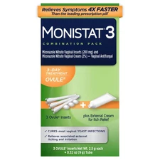 Monistat 3-Day Yeast Infection Treatment for Women, 3 Miconazole Ovule Inserts