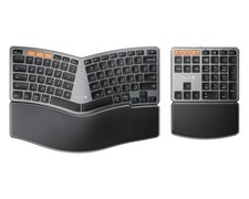 Bluetooth Wireless Ergonomic Split Keyboard Separate Number Pad Rechargeable