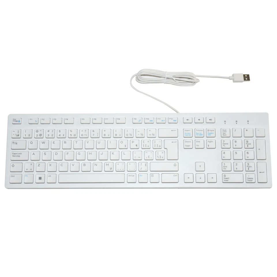 Dell KB216 White QWERTY French-Can Chiclet Multimedia USB Wired Keyboard 1PJRJ - Image 4 of 4