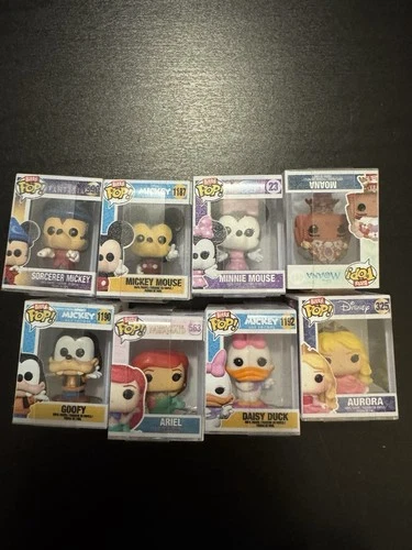 Funko Bitty Pop! Disney Characters lot 8 Mickey Minnie Goofy Ariel Aurora Moana