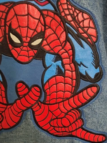 Y2K Spiderman Denim Jacket Vintage 2002 Size XL Marvel Comics image 10