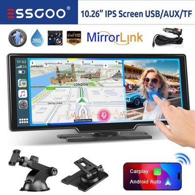 10.26'' Inch Wireless Carplay Android Auto Radio for Car GPS Navi Mirror Link BT