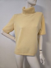 MADELEINE Damen Strickpullover Rollkragen 100 % Kaschmir 1/2 Arm Gr. 44/46 Gelb