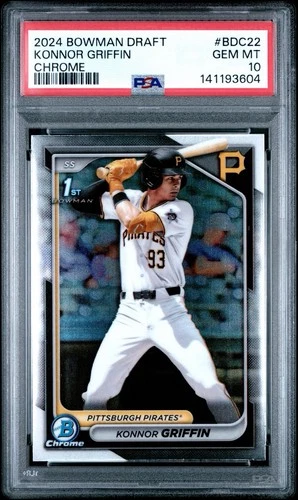 PSA 10 KONNOR GRIFFIN 1st 2024 Bowman Chrome Draft PIRATES Rookie RC GEM MINT
