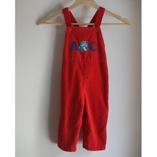 90s Vintage Health-tex Red Corduroy ABC Bear Overalls Toddler 24 Months USA Made