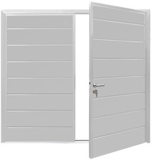 insulated Side Hung garage door in white Centre ribbed Design Supply only