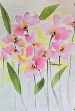 Original Signed Watercolor Painting. Vibrant. Abstract. Floral.Colorful. 