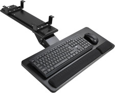 Large Slide-Out Keyboard Tray for Home Office  Gaming - Dual Mount, Black