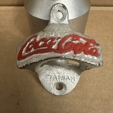 Vintage Silver Enjoy Coca-Cola Coke Wall Mount Bottle Opener Taiwan Marked NOS