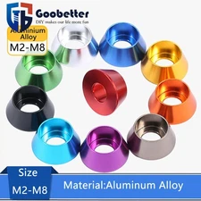 M2-M8 Colors Aluminum Alloy Cone Cup Head Washers Gasket Fit for Bolts & Screws