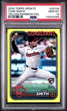 2024 Topps Update Series - Cade Smith #US134 Yellow Rainbow Foil PSA 1 Pop 2