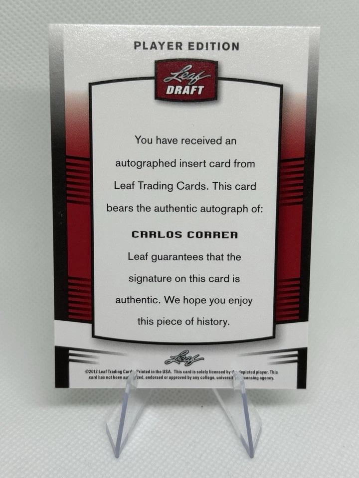 Leaf Draft Player Edition 2012 - Carlos Correa - automático (tinta roja/1) 1/1 Foto 2 de 2
