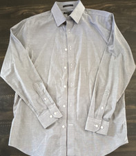 Banana Republic Men's Blue/White Check Cotton Non-Iron Standard Dress Shirt M