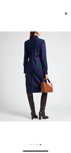 Abito midi Burberry verde/viola con bottoni finissima lana taglia 40  - Foto 2 di 4