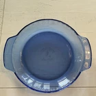 Vintage PYREX Cobalt Blue Glass Fluted Pie Pan  Fluted Deep Dish Plate 9.5"