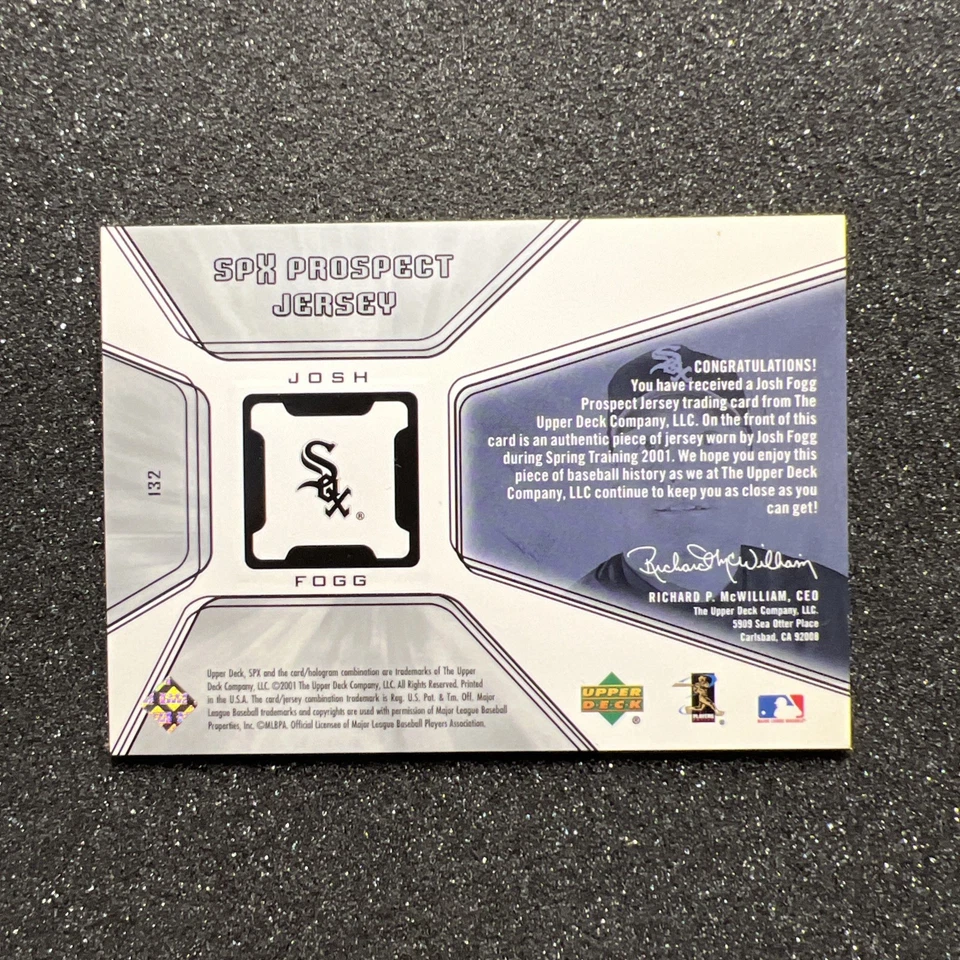 2001 UD Spx JOSH FOGG #132 Prospect RC JERSEY - CHICAGO WHITE SOX - Image 4 of 4