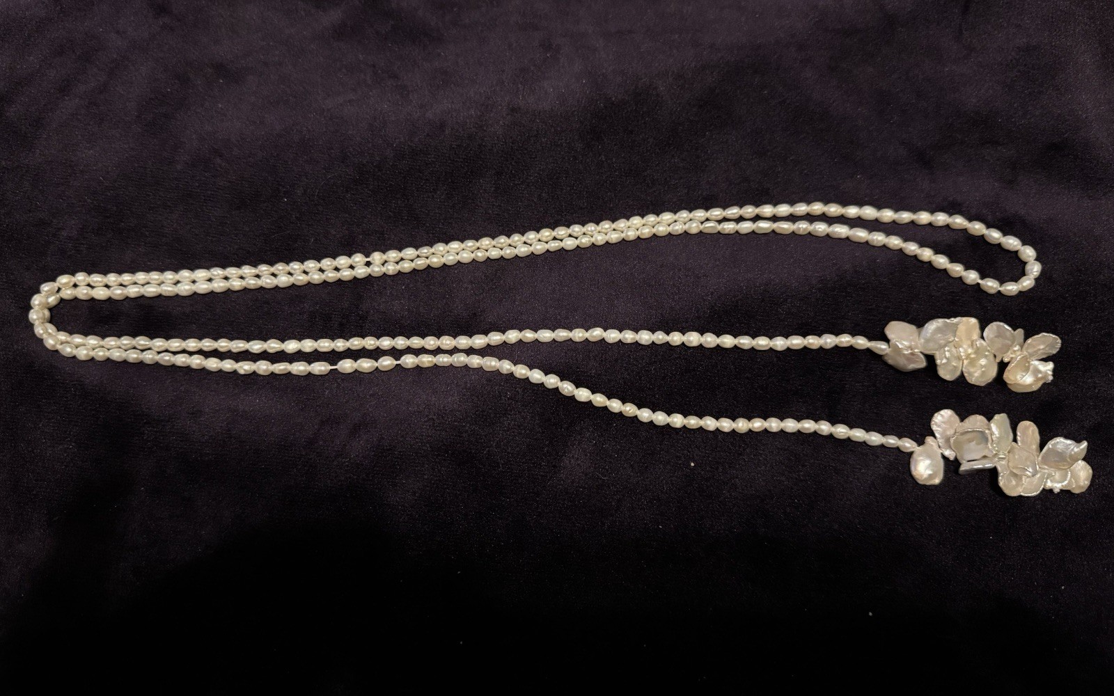 White Pearl String With Decorative Shell Ends, 48… - image 1