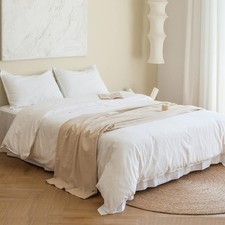 French Linen Duvet Cover Set 3pcs with Hidden Zipper Closure Natural Flax Cotton