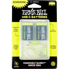 Ernie Ball USB-C Rechargeable Battery 9V 2-Pack 