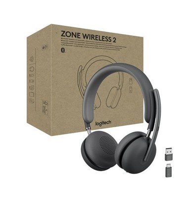 Logitech Zone Wireless 2 - Premium Bluetooth Wireless ANC Boom Headset w/ Dongle